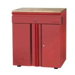 Husky Heavy Duty 64 In. W X 81 In. H X 24 In. D Pre-Assembled Steel 3-Piece Garage Storage System In Red With Wood Worktop -Husky Shop red husky garage storage systems hd1f03 vr 1f 1000
