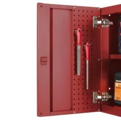 Husky Heavy Duty 64 In. W X 81 In. H X 24 In. D Pre-Assembled Steel 3-Piece Garage Storage System In Red With Wood Worktop -Husky Shop red husky garage storage systems hd1f03 vr d4 1000