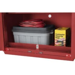 Husky Heavy Duty 92 In. W X 81 In. H X 24 In. D Pre-Assembled Steel 4-Piece Garage Storage System In Red With Wood Worktop -Husky Shop red husky garage storage systems hd1f04 vr 4f 1000