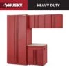 Husky Heavy Duty 92 In. W X 81 In. H X 24 In. D Pre-Assembled Steel 4-Piece Garage Storage System In Red With Wood Worktop -Husky Shop red husky garage storage systems hd1f04 vr 64 1000