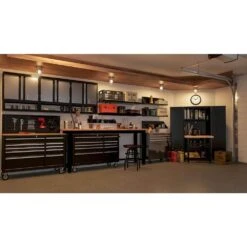 Husky Steel Garage Wall Shelf In Red (47.9 In. W X 9.8 In. H X 9.8 In. D) -Husky Shop red husky garage wall shelving g4800asr us 4f 1000