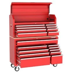 Husky Modular Tool Storage 52 In. W Standard Duty Red Mobile Workbench Cabinet With 8-Drawer Top Tool Chest -Husky Shop red husky mobile workbenches h52modsuite1red 1d 1000