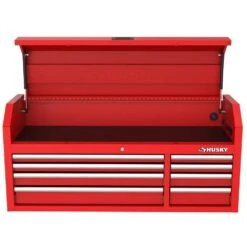 Husky Modular Tool Storage 52 In. W Standard Duty Red Mobile Workbench Cabinet With 8-Drawer Top Tool Chest -Husky Shop red husky mobile workbenches h52modsuite1red 44 1000