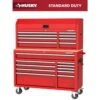 Husky Modular Tool Storage 52 In. W Standard Duty Red Mobile Workbench Cabinet With 8-Drawer Top Tool Chest -Husky Shop red husky mobile workbenches h52modsuite1red 64 1000