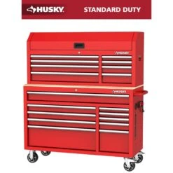 Husky Modular Tool Storage 52 In. W Standard Duty Red Mobile Workbench Cabinet With 8-Drawer Top Tool Chest