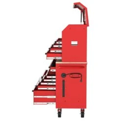 Husky Modular Tool Storage 52 In. W Standard Duty Red Mobile Workbench Cabinet With 8-Drawer Top Tool Chest -Husky Shop red husky mobile workbenches h52modsuite1red 77 1000