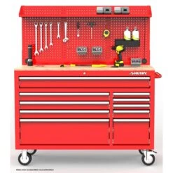 Husky Modular Tool Storage 52 In. W Standard Duty Red Mobile Workbench Cabinet With Pegboard 27 Husky Modular Tool Storage 52 In. W Standard Duty Red Mobile Workbench Cabinet With Pegboard -Husky Shop red husky mobile workbenches h52modsuite2red 31 1000