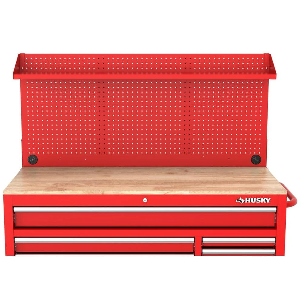 Husky Modular Tool Storage 52 In. W Standard Duty Red Mobile Workbench Cabinet With Pegboard 3 Husky Modular Tool Storage 52 In. W Standard Duty Red Mobile Workbench Cabinet With Pegboard - Image 3