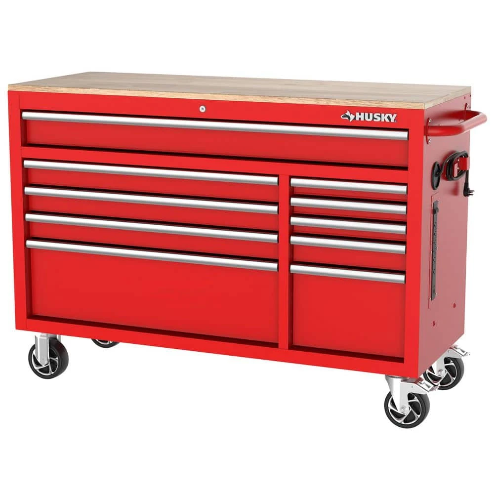 Husky Modular Tool Storage 52 In. W Standard Duty Red Mobile Workbench Cabinet With Pegboard 7 Husky Modular Tool Storage 52 In. W Standard Duty Red Mobile Workbench Cabinet With Pegboard - Image 7