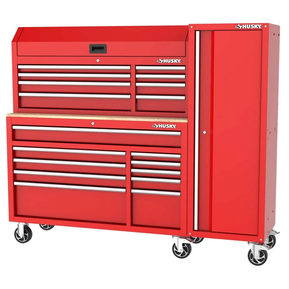 Husky Modular Tool Storage 72 In. W Standard Duty Red Mobile Workbench Cabinet With 8-Drawer Top Chest And 20 In. Side Locker 5 Husky Modular Tool Storage 72 In. W Standard Duty Red Mobile Workbench Cabinet With 8-Drawer Top Chest And 20 In. Side Locker - Image 5