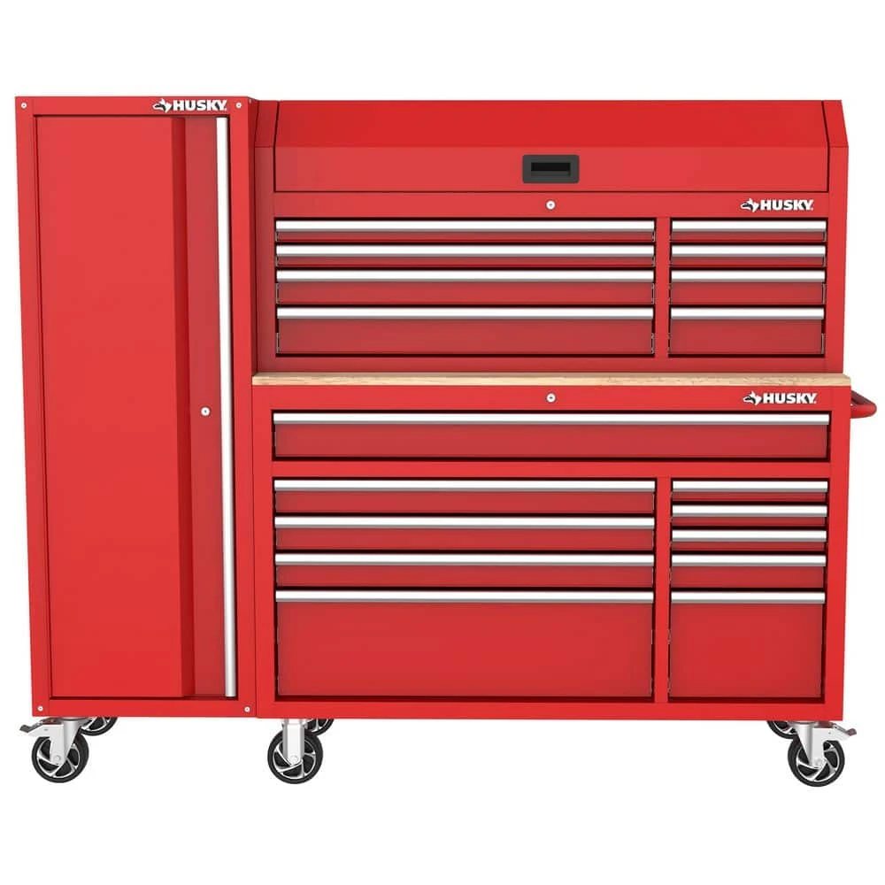 Husky Modular Tool Storage 72 In. W Standard Duty Red Mobile Workbench Cabinet With 8-Drawer Top Chest And 20 In. Side Locker 3 Husky Modular Tool Storage 72 In. W Standard Duty Red Mobile Workbench Cabinet With 8-Drawer Top Chest And 20 In. Side Locker - Image 3