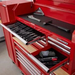 Husky Modular Tool Storage 72 In. W Standard Duty Red Mobile Workbench Cabinet With 8-Drawer Top Chest And 20 In. Side Locker 20 Husky Modular Tool Storage 72 In. W Standard Duty Red Mobile Workbench Cabinet With 8-Drawer Top Chest And 20 In. Side Locker -Husky Shop red husky mobile workbenches h52modsuite3red 77 1000