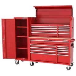 Husky Modular Tool Storage 72 In. W Standard Duty Red Mobile Workbench Cabinet With 8-Drawer Top Chest And 20 In. Side Locker 17 Husky Modular Tool Storage 72 In. W Standard Duty Red Mobile Workbench Cabinet With 8-Drawer Top Chest And 20 In. Side Locker -Husky Shop red husky mobile workbenches h52modsuite3red a0 1000