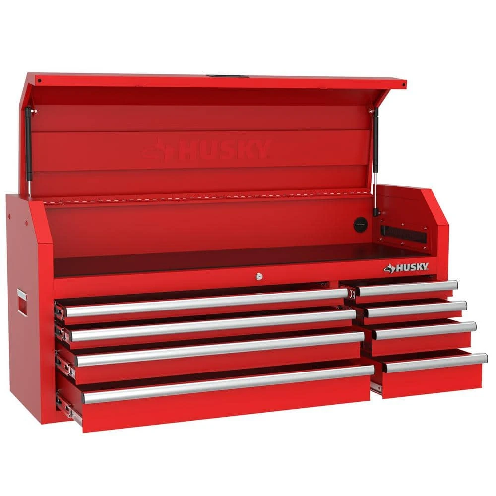 Husky Modular Tool Storage 72 In. W Standard Duty Red Mobile Workbench Cabinet With 8-Drawer Top Chest And 20 In. Side Locker 11 Husky Modular Tool Storage 72 In. W Standard Duty Red Mobile Workbench Cabinet With 8-Drawer Top Chest And 20 In. Side Locker - Image 11