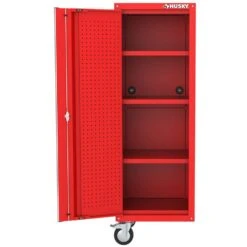 Husky Modular Tool Storage 92in. W Standard Duty Red Mobile Workbench Cabinet W/ 52in. W Top Chest And (2) 20 In. Side Lockers -Husky Shop red husky mobile workbenches h52modsuite4red 31 1000