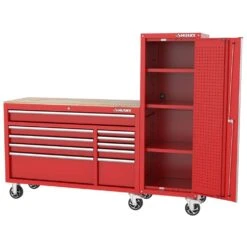Husky Modular Tool Storage 72 In. W Standard Duty Red Mobile Workbench Cabinet With 20 In. Side Locker -Husky Shop red husky mobile workbenches h52modsuite7red 66 1000