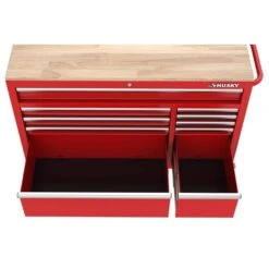 Husky Modular Tool Storage 52 In. W X 20 In. D Standard Duty Red Mobile Workbench Cabinet -Husky Shop red husky mobile workbenches h52mwc10modred 44 1000