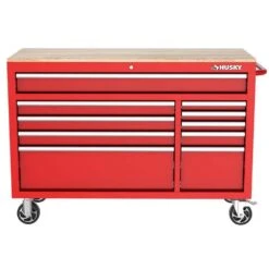 Husky Modular Tool Storage 52 In. W X 20 In. D Standard Duty Red Mobile Workbench Cabinet -Husky Shop red husky mobile workbenches h52mwc10modred 77 1000