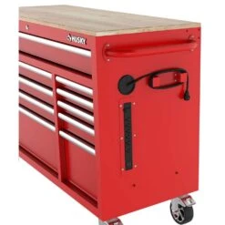 Husky Modular Tool Storage 52 In. W X 20 In. D Standard Duty Red Mobile Workbench Cabinet -Husky Shop red husky mobile workbenches h52mwc10modred c3 1000