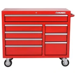 Husky Standard Duty 42 In. 8-Drawer Red Rolling Tool Cabinet -Husky Shop red husky tool cabinets h42tr8red 4f 1000