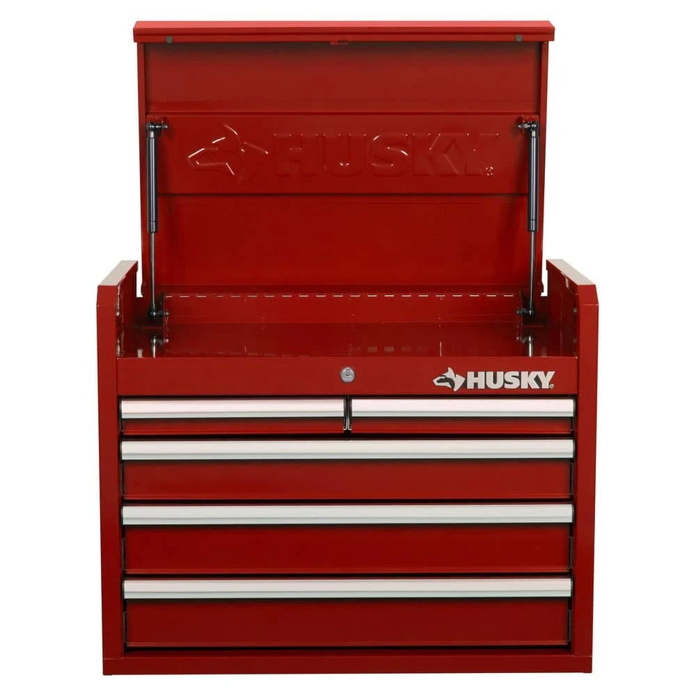 Husky 26 In. W X 16 In. D 5-Drawer Red Top Tool Chest 4 Husky 26 In. W X 16 In. D 5-Drawer Red Top Tool Chest - Image 4