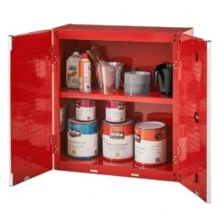 Husky Ready-to-Assemble 24-Gauge Steel Wall Mounted Garage Cabinet In Red (28 In. W X 29.7 In. H X 12 In. D) -Husky Shop red husky wall mounted cabinets g2802wr us 66 1000