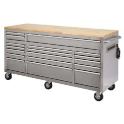 Husky 72 In. W X 24 In D Heavy Duty 18-Drawer Mobile Workbench With Mechanics Tool Set (1,025-Piece) In Stainless Steel 19 Husky 72 In. W X 24 In D Heavy Duty 18-Drawer Mobile Workbench With Mechanics Tool Set (1,025-Piece) In Stainless Steel -Husky Shop stainless steel with silver trim husky mobile workbenches h1025tb72stscb 1f 1000