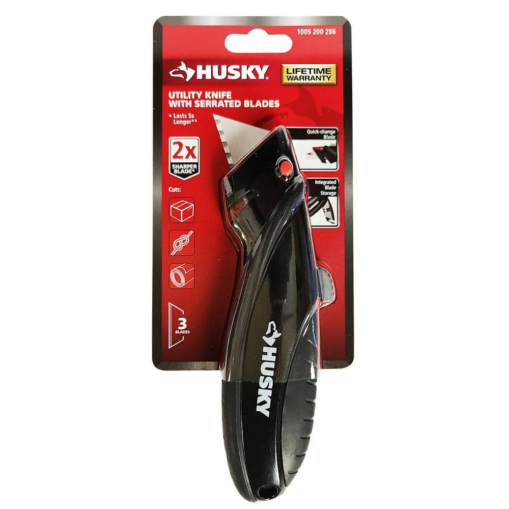 Husky Quick Change Serrated Utility Knife 3 Husky Quick Change Serrated Utility Knife - Image 3