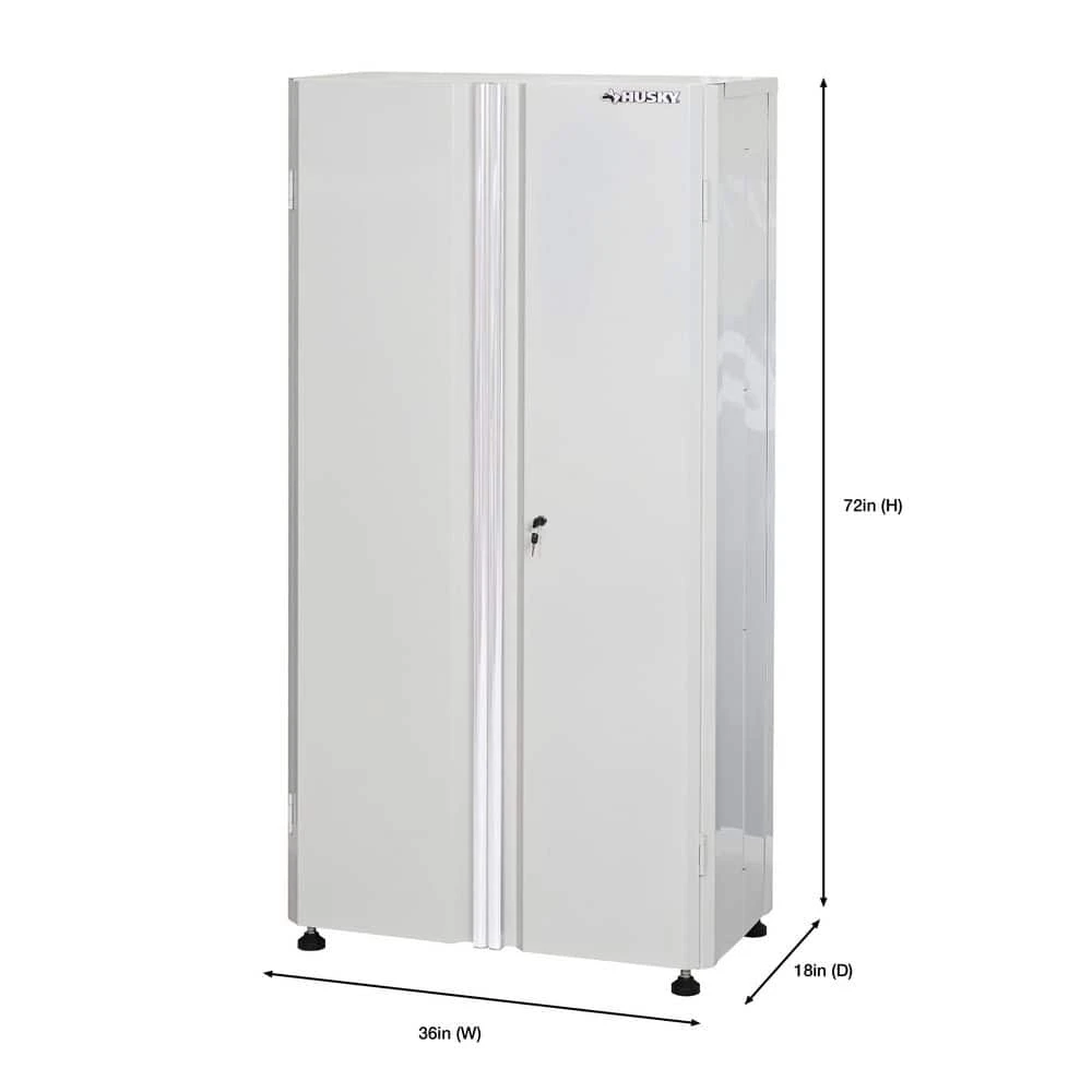Husky Metal System 36 In. W X 73 In. H X 19 In. D 22-Gauge 3-Shelf Steel Freestanding Cabinet In White 1 Husky Metal System 36 In. W X 73 In. H X 19 In. D 22-Gauge 3-Shelf Steel Freestanding Cabinet In White