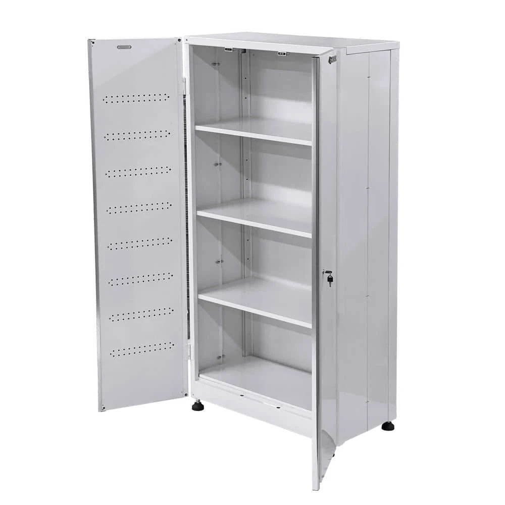 Husky Metal System 36 In. W X 73 In. H X 19 In. D 22-Gauge 3-Shelf Steel Freestanding Cabinet In White 3 Husky Metal System 36 In. W X 73 In. H X 19 In. D 22-Gauge 3-Shelf Steel Freestanding Cabinet In White - Image 3