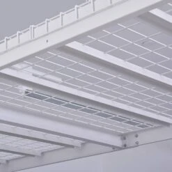 Husky 97.5 In. W X 43.75 In. H X 32 In. D Adjustable Metal Overhead Garage Storage Rack In White -Husky Shop white husky overhead garage storage acr3296w p fa 1000