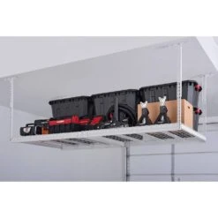 Husky 97.5 In. W X 43.75 In. H X 48 In. D Adjustable Height Metal Heavy-Duty Overhead Garage Storage Rack In White 21 Husky 97.5 In. W X 43.75 In. H X 48 In. D Adjustable Height Metal Heavy-Duty Overhead Garage Storage Rack In White -Husky Shop white husky overhead garage storage acr4896w p 31 1000