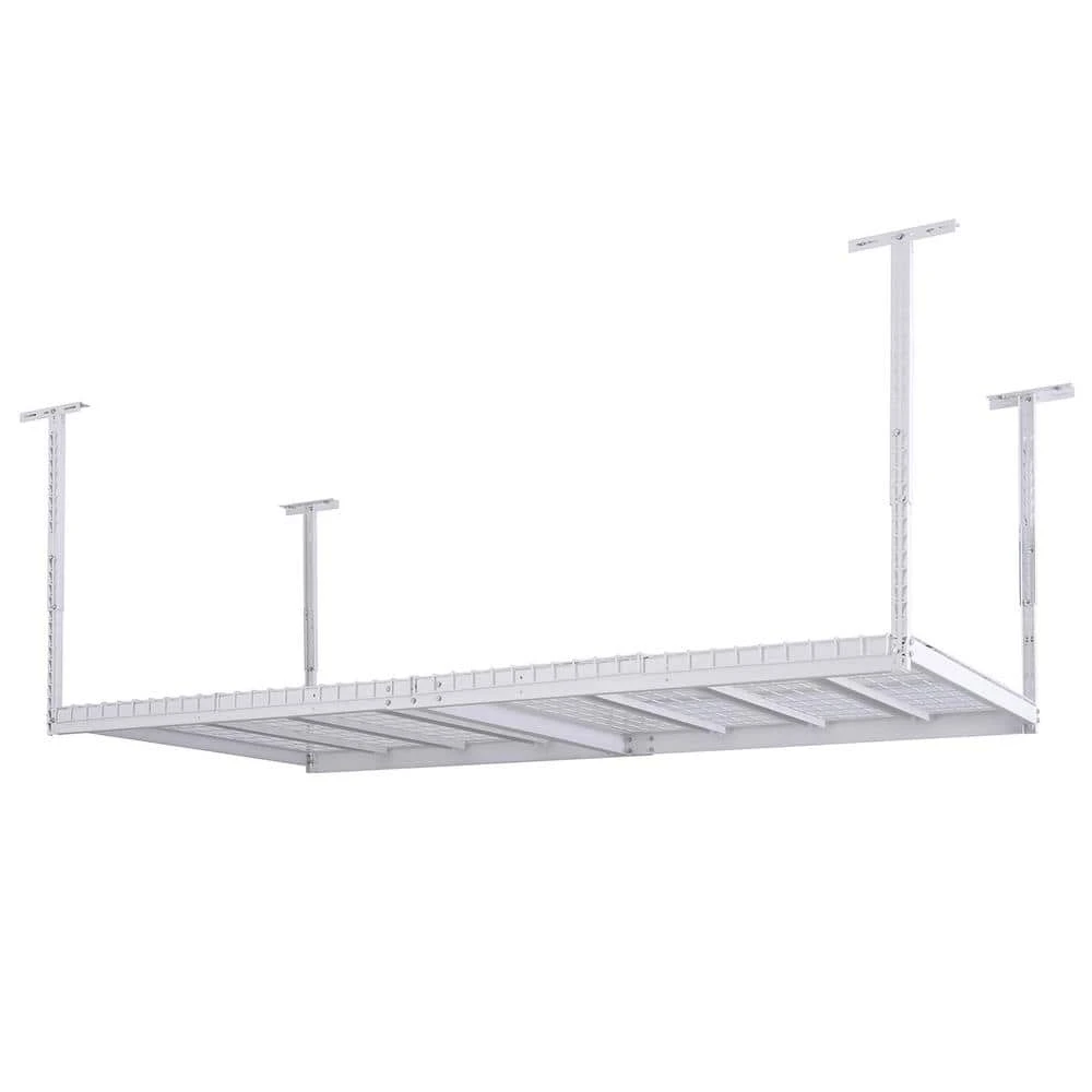 Husky 97.5 In. W X 43.75 In. H X 48 In. D Adjustable Height Metal Heavy-Duty Overhead Garage Storage Rack In White 2 Husky 97.5 In. W X 43.75 In. H X 48 In. D Adjustable Height Metal Heavy-Duty Overhead Garage Storage Rack In White - Image 2
