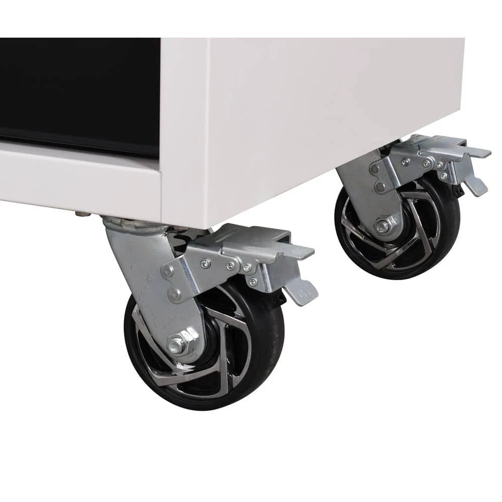 Husky Limited Edition 61 In. W X 23 In. D 11-Drawer White Mobile Workbench Cabinet With Solid Wood Top 8 Husky Limited Edition 61 In. W X 23 In. D 11-Drawer White Mobile Workbench Cabinet With Solid Wood Top - Image 8