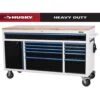 Husky Limited Edition 61 In. W X 23 In. D 11-Drawer White Mobile Workbench Cabinet With Solid Wood Top 21 Husky Limited Edition 61 In. W X 23 In. D 11-Drawer White Mobile Workbench Cabinet With Solid Wood Top -Husky Shop white mobile workbenches h61mwc11wbb 64 1000