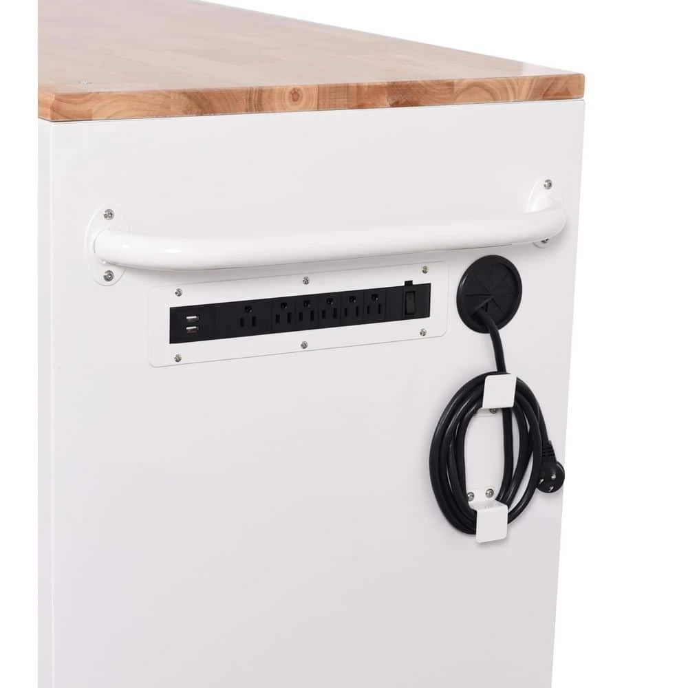 Husky Limited Edition 61 In. W X 23 In. D 11-Drawer White Mobile Workbench Cabinet With Solid Wood Top 6 Husky Limited Edition 61 In. W X 23 In. D 11-Drawer White Mobile Workbench Cabinet With Solid Wood Top - Image 6